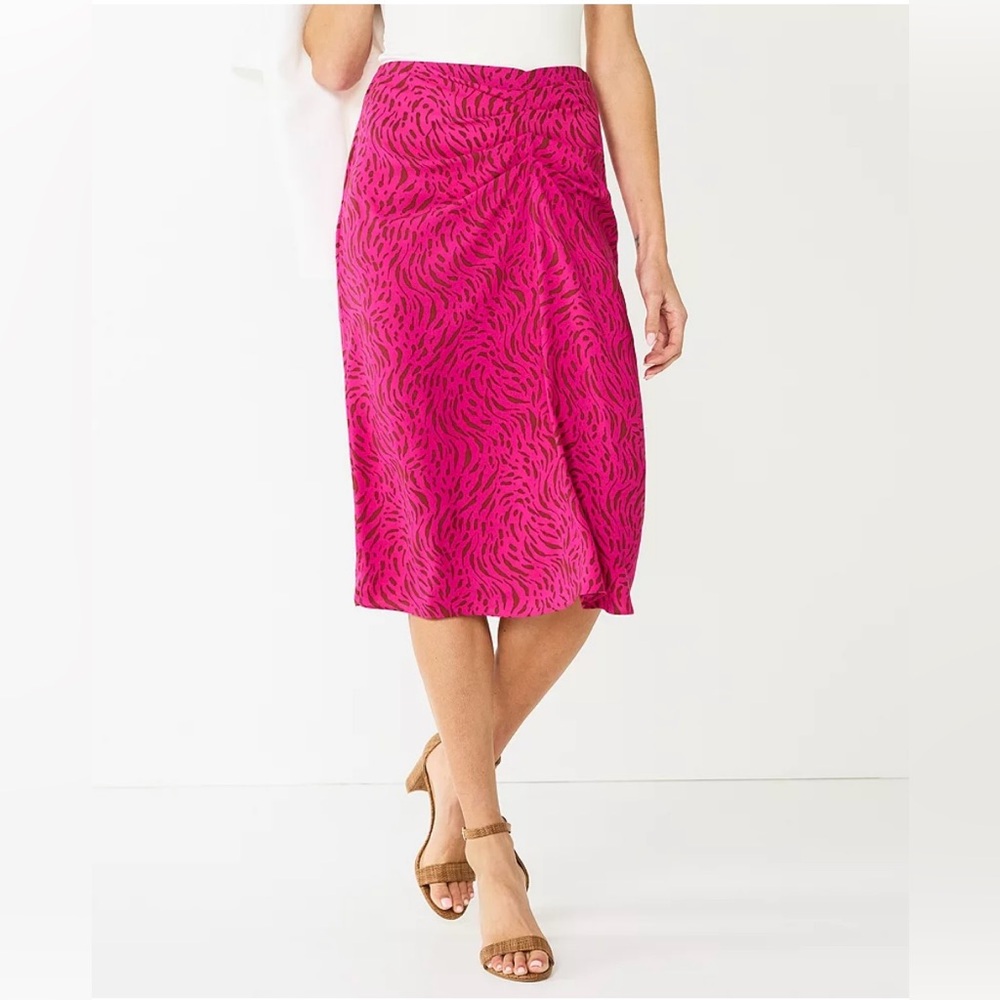 Nine West Side Ruched Midi Skirt